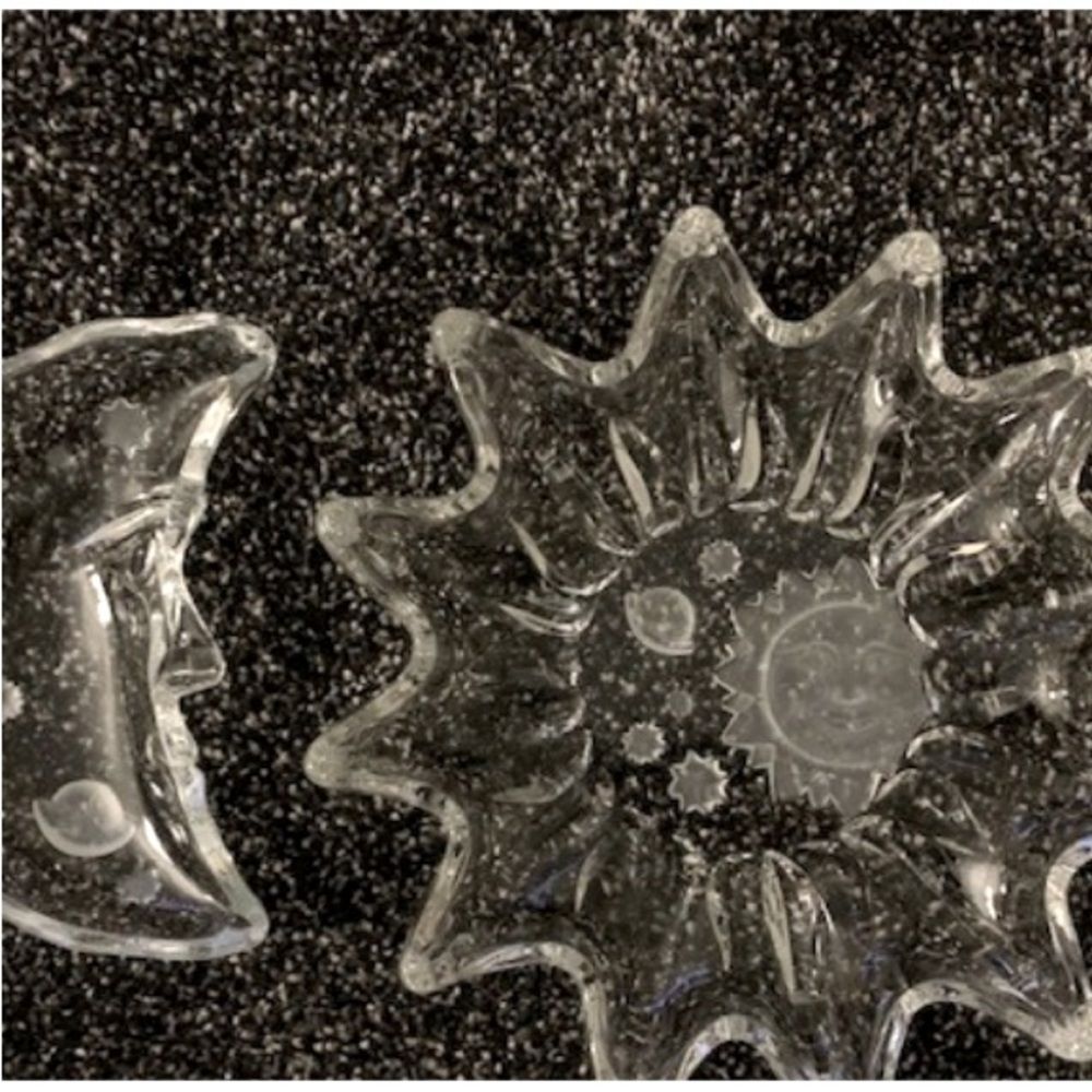 Sun and moon etched dishes